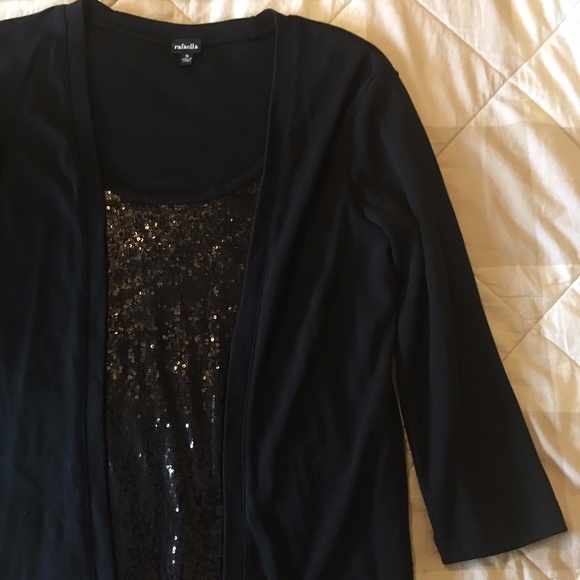 Rafaella classy black Sequened Top (one piece, looks like sweater set) - Picture 4 of 8